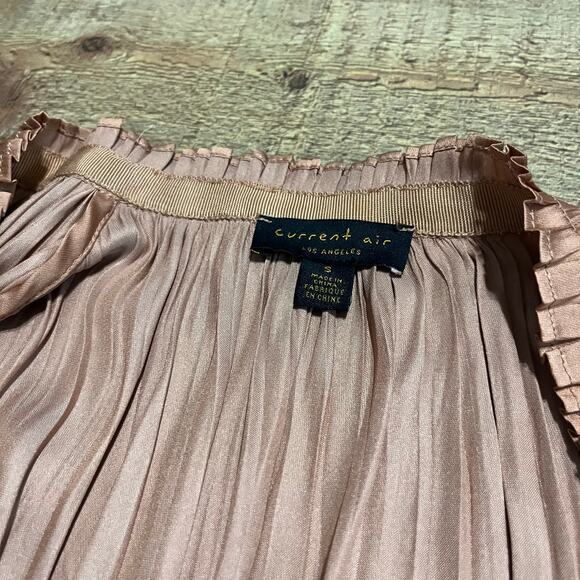 Current Air Anthropologie NEW Women's Rust Dress Sz S Midi Pleated Satin Lined - Picture 6 of 6